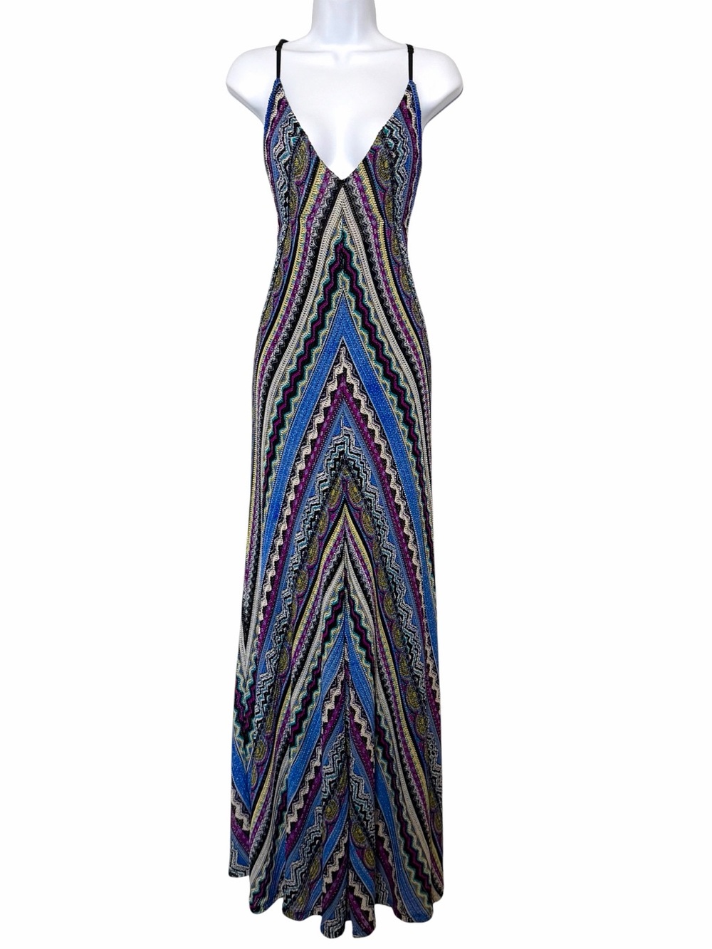 Cache Knit Woven V-Neck Chevron Maxi Dress 😍